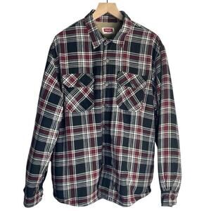 Wrangler Men’s Sherpa Lined Button Flannel Shacket Large